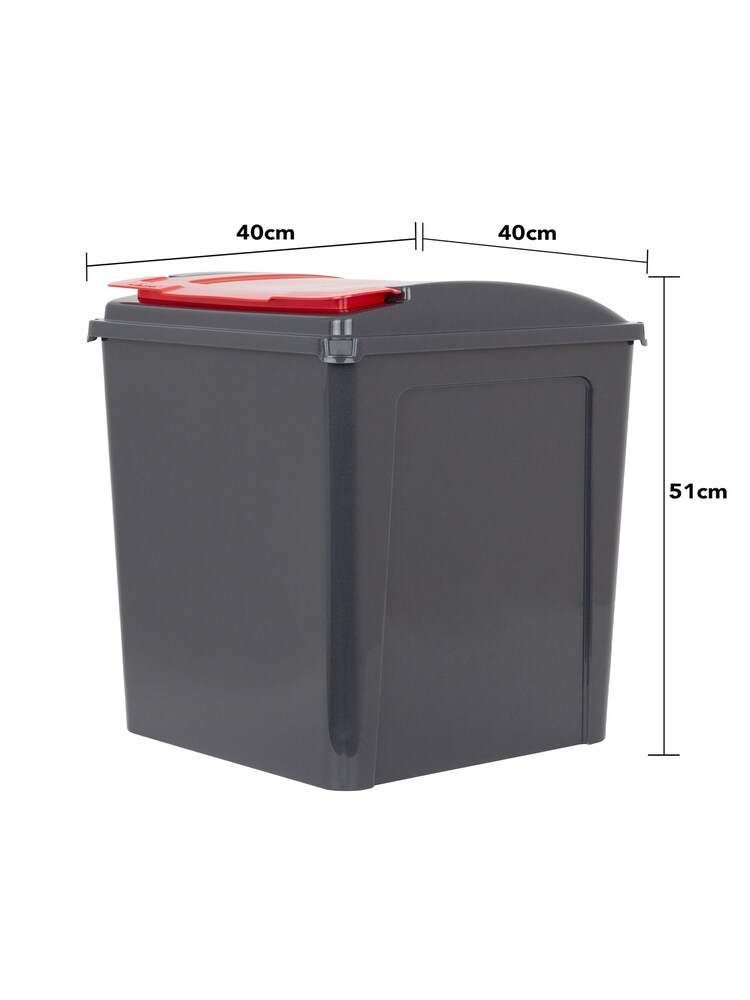 Wham 3 Piece Grey 50L Plastic Recycle Bin - Image 6 of 6