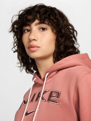 Nike Pink Phoenix Fleece Standard Pullover Varsity Logo Hoodie - Image 3 of 7