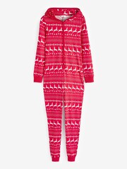 Boux Avenue Pink Fairisle Hooded Christmas Onesie Pyjamas - Image 5 of 5