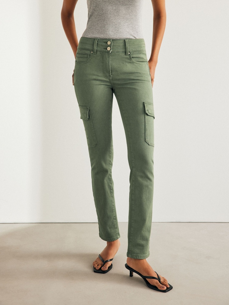 Khaki Green Lift Slim And Shape Cargo Slim Jeans - Image 2 of 8