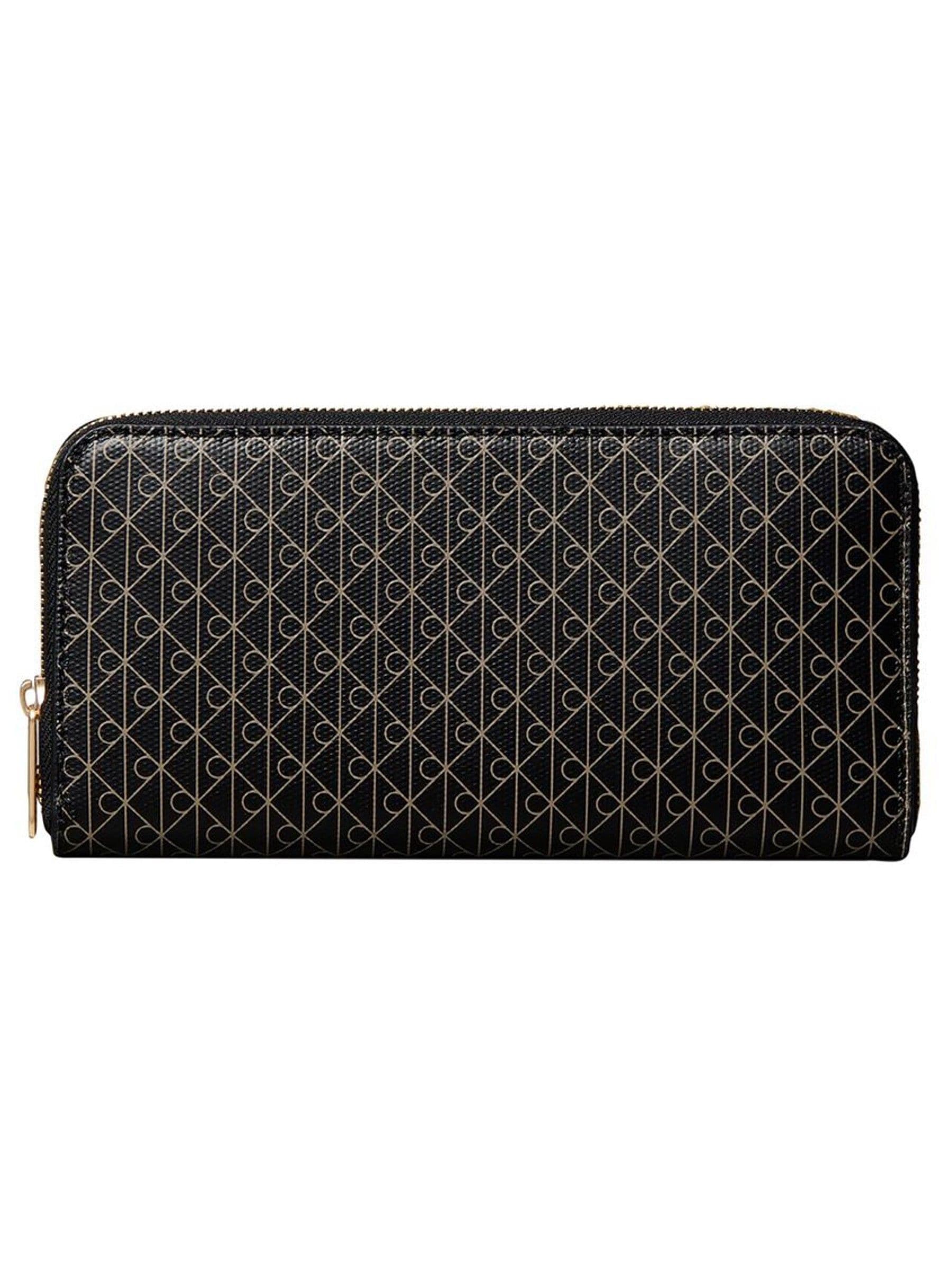 Calvin Klein Allover Emblem Logo Zip Wallet - Black - Image 3