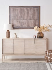 Pacific White Sand Acacia Wood 4 Door Sideboard - Image 1 of 7