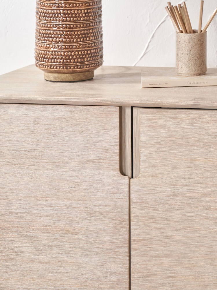 Pacific White Sand Acacia Wood 4 Door Sideboard - Image 2 of 7