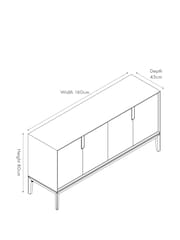 Pacific White Sand Acacia Wood 4 Door Sideboard - Image 4 of 7