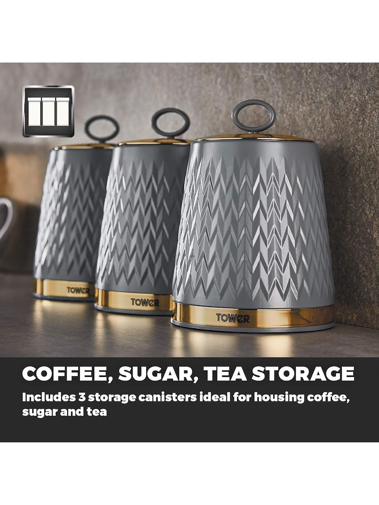 Tower Set of 3 Grey Empire Storage Jars - Image 1 of 5