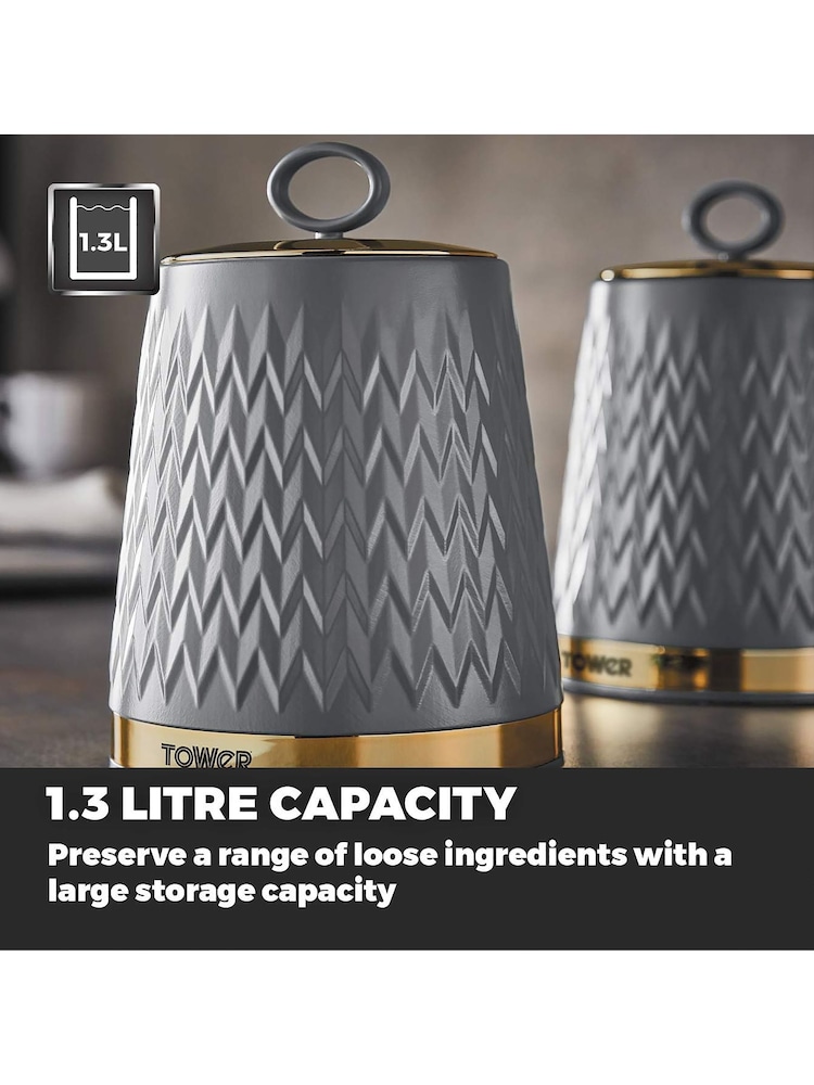 Tower Set of 3 Grey Empire Storage Jars - Image 2 of 5
