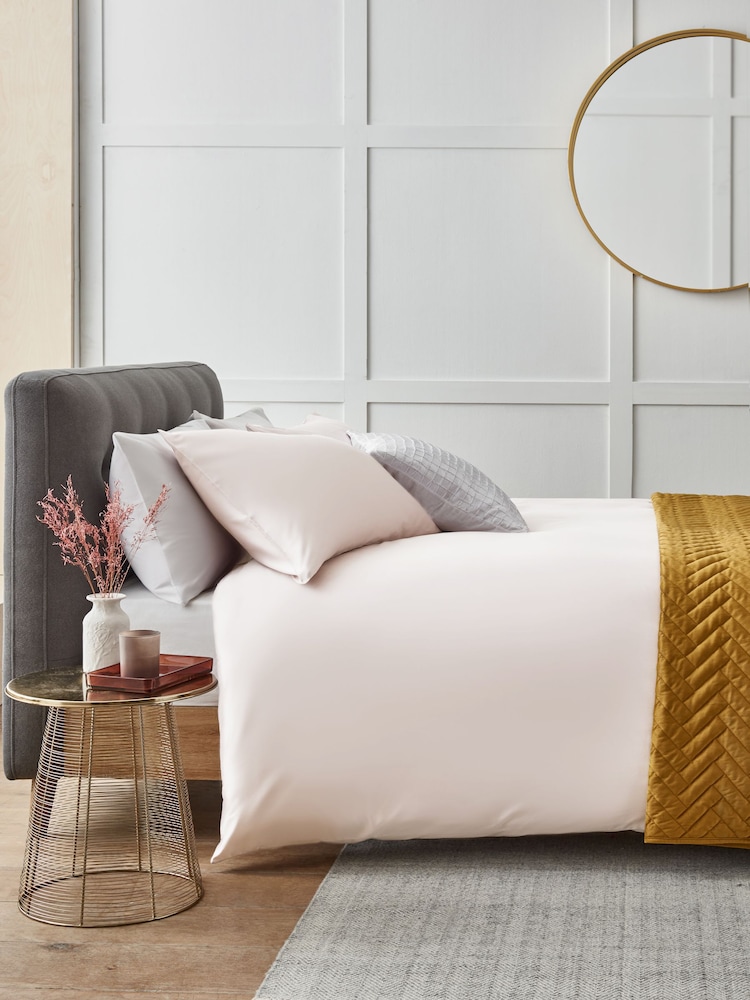 Blush Pink 400 Thread Count 100% Egyptian Cotton Sateen Luxury Duvet Cover and Pillowcase Set - Image 2 of 5