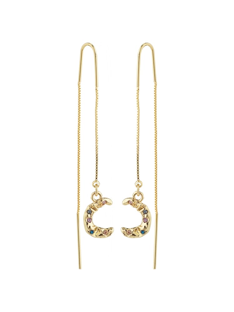 PILGRIM Gold Remy Moon Recycled Chain Earrings - Image 1 of 3 PILGRIM Gold Remy Moon Recycled Chain Earrings - Image 1 of 3