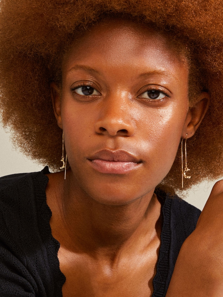PILGRIM Gold Remy Moon Recycled Chain Earrings - Image 2 of 3