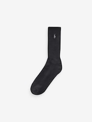 črna - Rebrast okrogli ovratnik z logotipom Polo Ralph Lauren Pony; z okroglim ovratnikom nogavice 3 Pack - Slika 3 iz 9