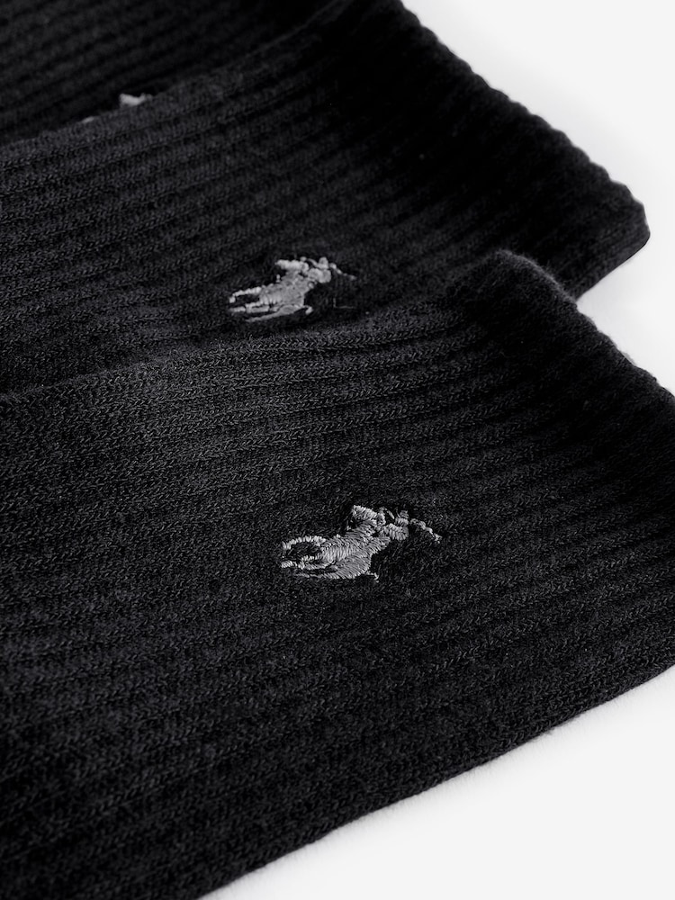 Polo Ralph Lauren Black Pony Logo Ribbed Crew Socks 3 Pack - Image 3 of 3