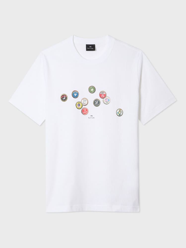 Mga Puting Takip ng Bote - Paul Smith Regular Fit Graphic T-Shirt - Larawan 1 ng 2 Mga Puting Takip ng Bote - Paul Smith Regular Fit Graphic T-Shirt - Larawan 1 ng 2