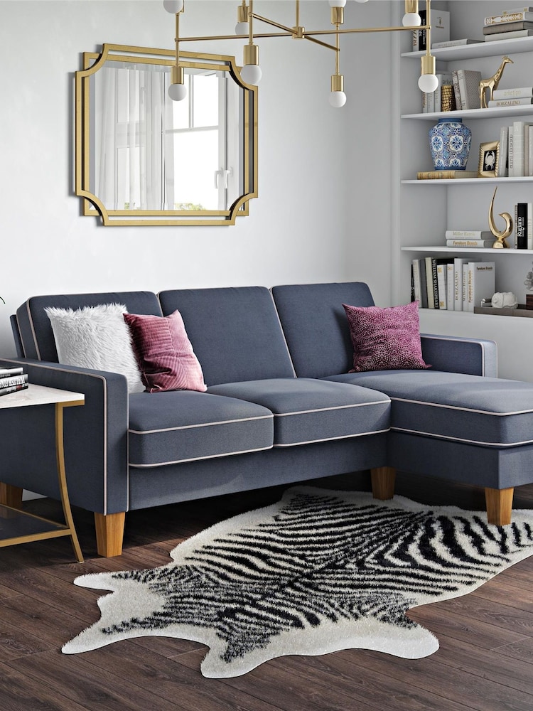 Novogratz Blue Bowen Sectional Sofa - Image 1 of 4