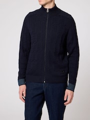 PS Paul Smith Blue Zip Through Funnel Neck Cardigan - Image 1 of 10