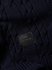 PS Paul Smith Blue Zip Through Funnel Neck Cardigan - Image 10 of 10