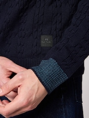 PS Paul Smith Blue Zip Through Funnel Neck Cardigan - Image 3 of 10