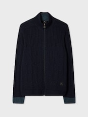 PS Paul Smith Blue Zip Through Funnel Neck Cardigan - Image 4 of 10