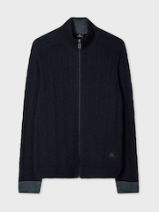 PS Paul Smith Blue Zip Through Funnel Neck Cardigan - Image 5 of 10