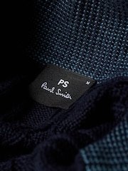 PS Paul Smith Blue Zip Through Funnel Neck Cardigan - Image 6 of 10