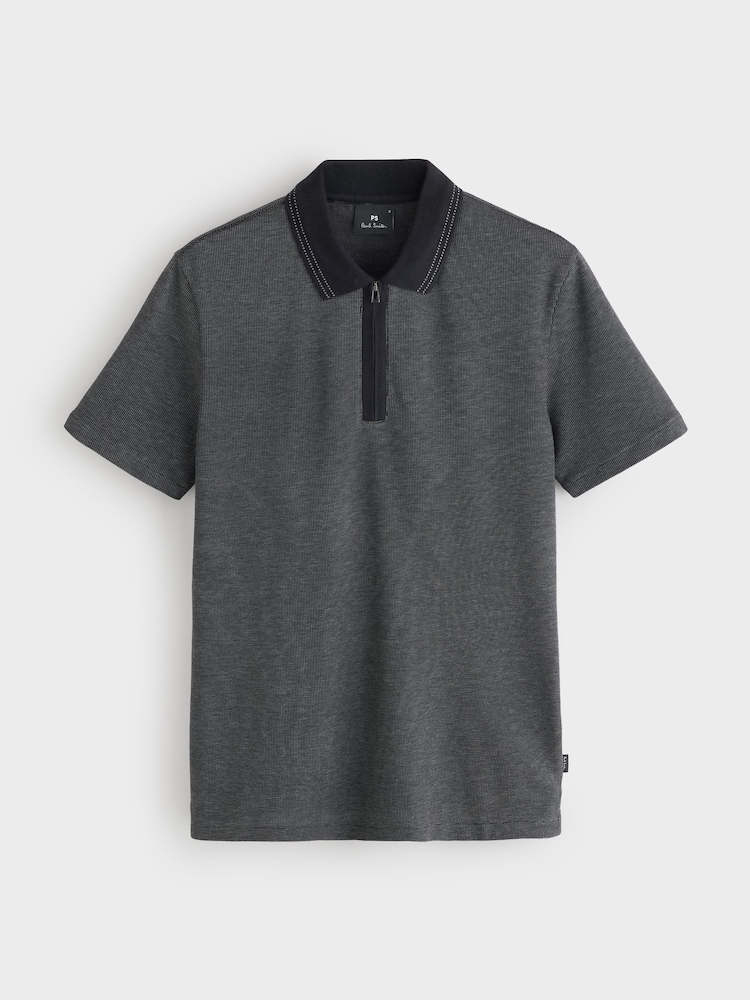 PS Paul Smith Regular Fit Tipped Stripe Zip Neck Polo Shirt - Bild 1 von 1