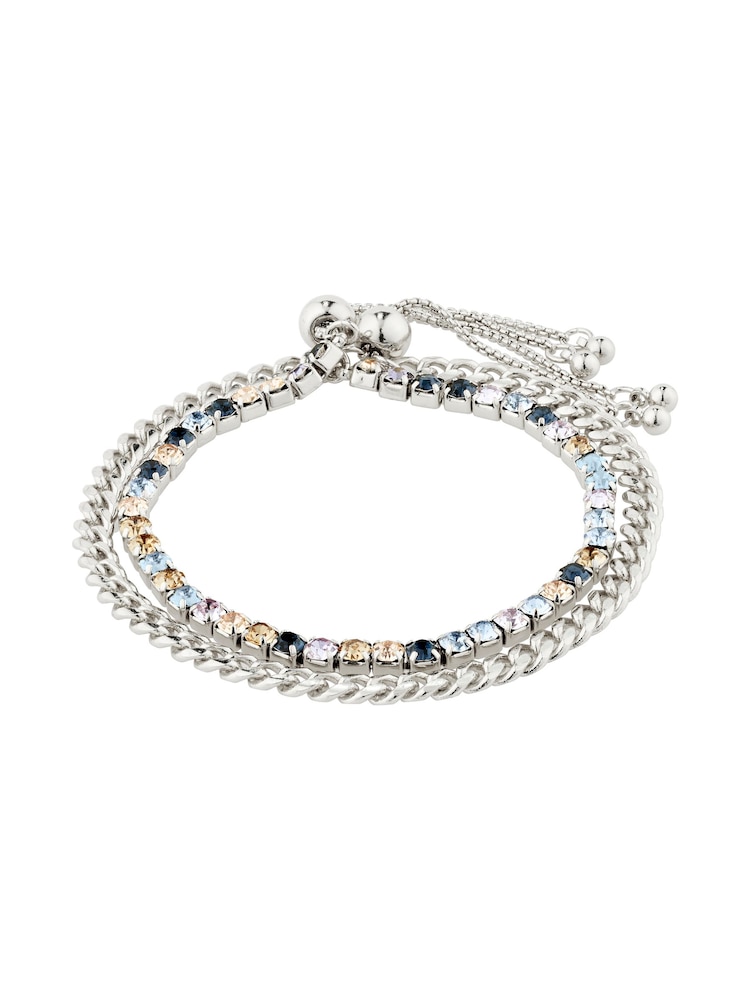 PILGRIM Silver REIGN Bracelet, 2-in-1 Set, with Crystals - Image 1 of 3