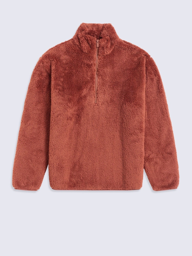 Animal Rust Brown Teddy Half Zip Fleece - Image 1 of 5