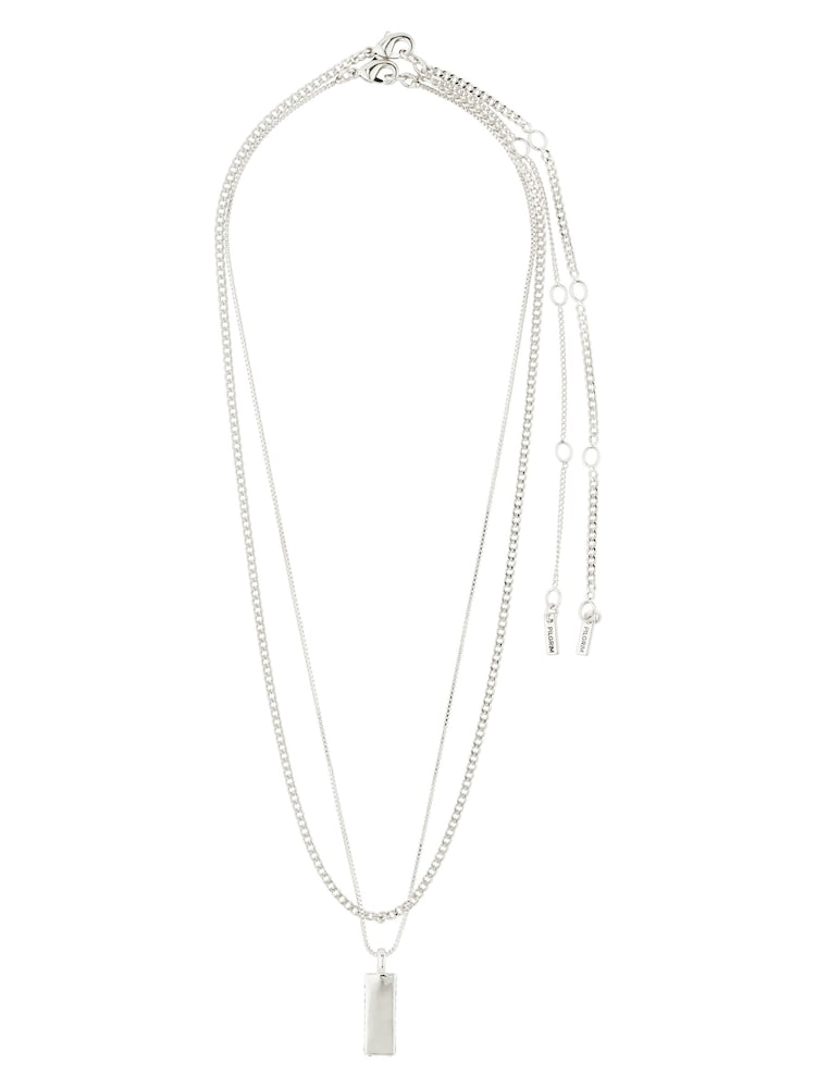 PILGRIM Silver STAR Recycled Necklace, 2-In-1 Set, 1 With Crystals On The Side - Image 1 of 4
