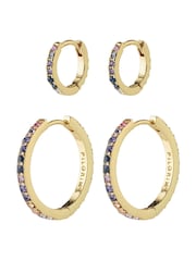 PILGRIM Gold REIGN Recycled Hoops 2-In-One Set With Crystals - Image 1 of 2