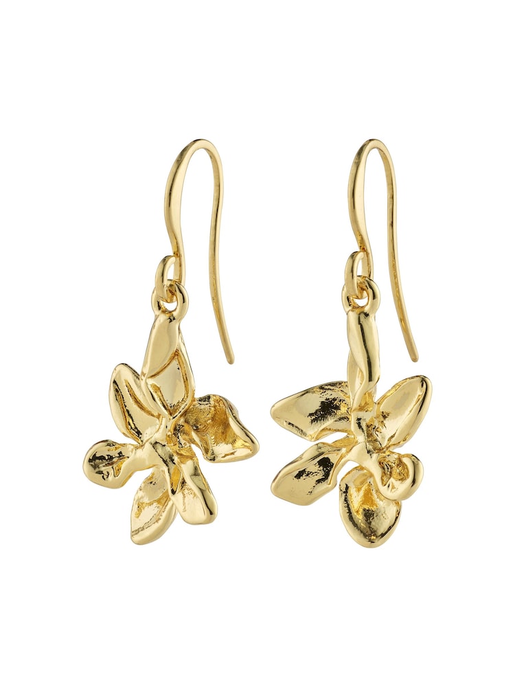PILGRIM Gold Riko Recycled Earrings With Flower Pendant - Image 1 of 3