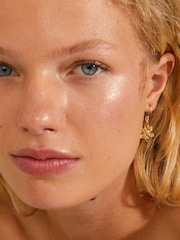 PILGRIM Gold Riko Recycled Earrings With Flower Pendant - Image 2 of 3