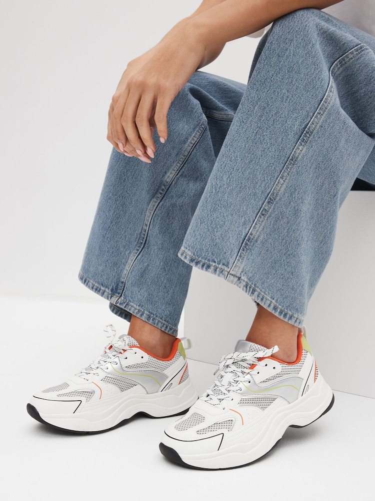 White/Colour Forever Comfort® Chunky Sole Lace Up Trainers - Image 1 of 6