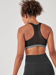 Grey Marl Next Active Sports High Impact Zip Front Bra - Image 2 of 5