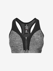 Grey Marl Next Active Sports High Impact Zip Front Bra - Image 4 of 5