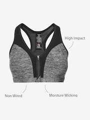Grey Marl Next Active Sports High Impact Zip Front Bra - Image 5 of 5