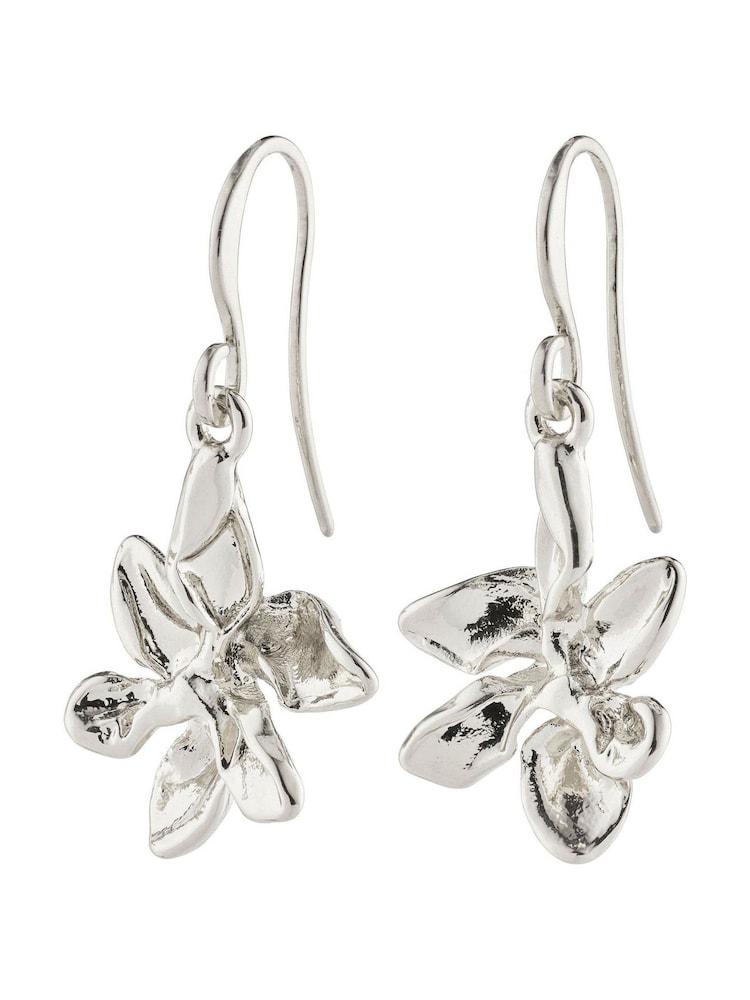 PILGRIM Silver Riko Recycled Earrings With Flower Pendant - Image 1 of 2