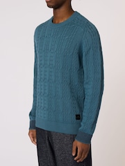 PS Paul Smith Blue Crew Neck Cable Knit Jumper - Image 1 of 8