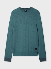 PS Paul Smith Blue Crew Neck Cable Knit Jumper - Image 4 of 8