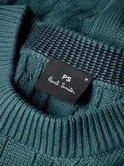 PS Paul Smith Blue Crew Neck Cable Knit Jumper - Image 5 of 8