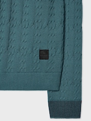 PS Paul Smith Blue Crew Neck Cable Knit Jumper - Image 7 of 8