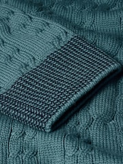 PS Paul Smith Blue Crew Neck Cable Knit Jumper - Image 8 of 8