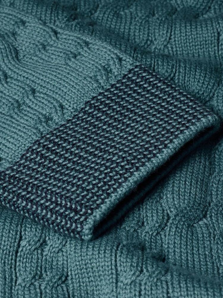 PS Paul Smith Blue Crew Neck Cable Knit Jumper - Image 8 of 8