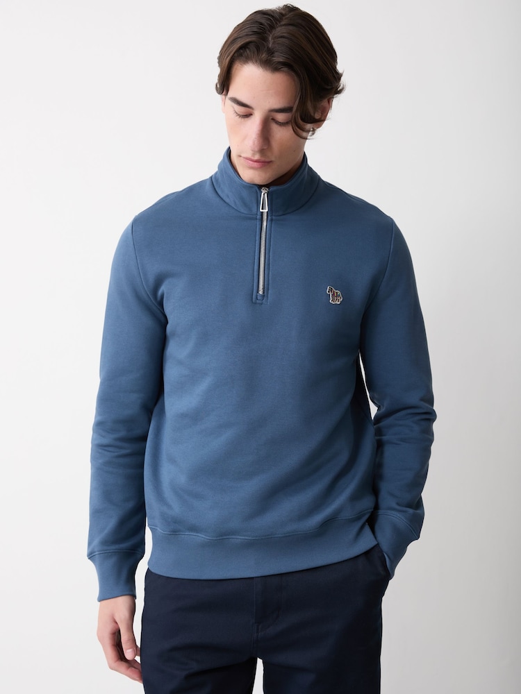 Zils - Paul Smith kokvilnas ceturtdaļas rāvējslēdzēja sporta krekls - Attēls 1 no 5