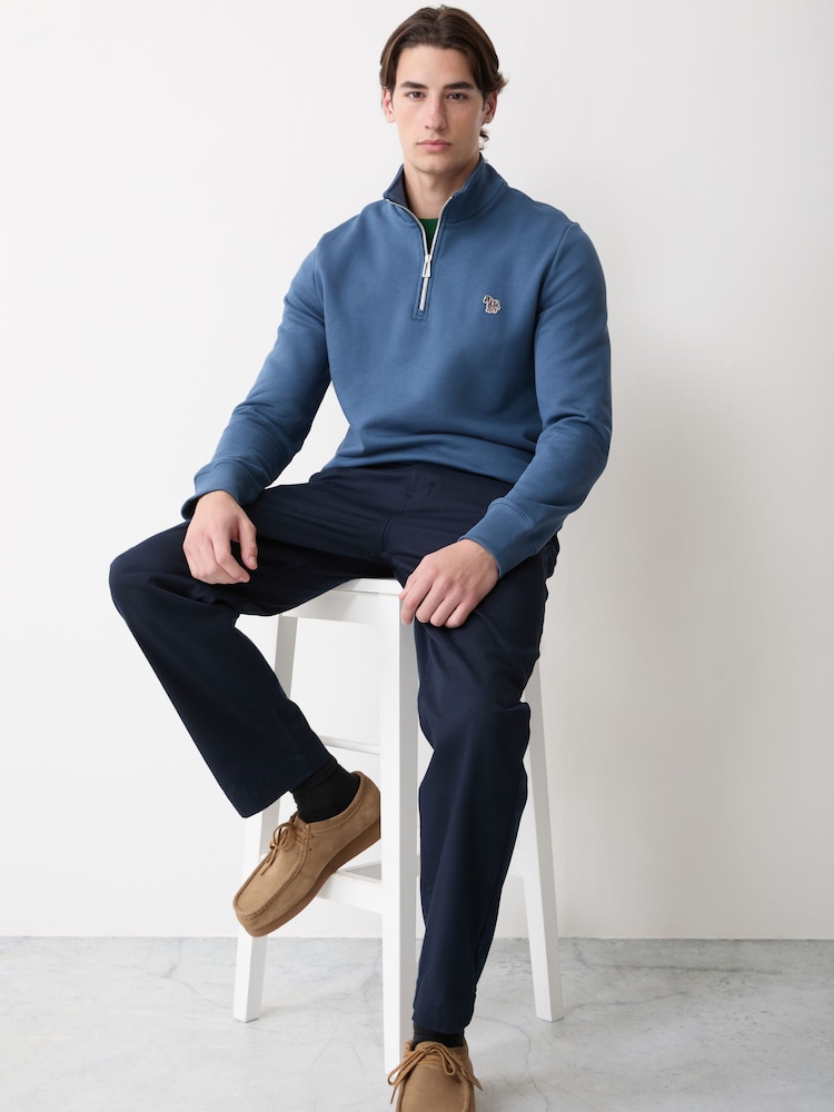 Zils - Paul Smith kokvilnas ceturtdaļas rāvējslēdzēja sporta krekls - Attēls 2 no 5