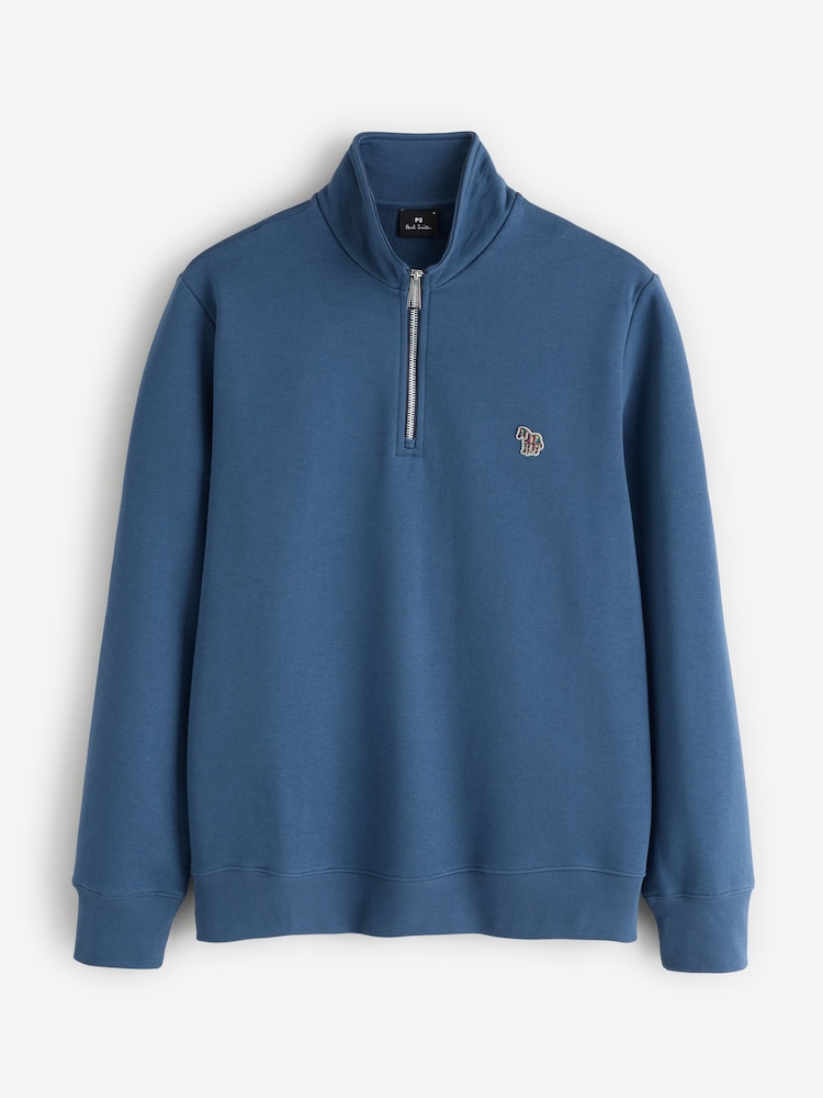 Zils - Paul Smith kokvilnas ceturtdaļas rāvējslēdzēja sporta krekls - Attēls 5 no 5