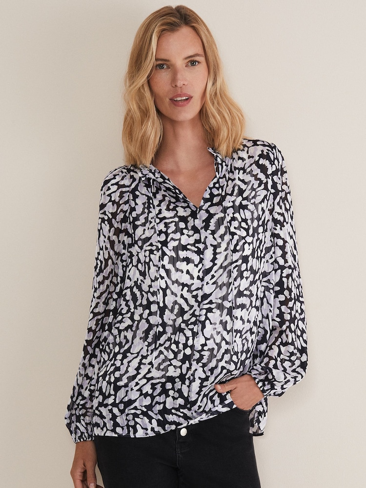 Phase Eight Grey Amryn Printed Top - Image 1 of 6