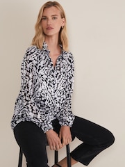 Phase Eight Grey Amryn Printed Top - Image 3 of 6