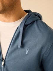Blue Lightweight Zip-Up 100% Cotton Hoodie - Image 4 of 8