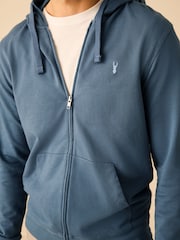 Blue Lightweight Zip-Up 100% Cotton Hoodie - Image 5 of 8