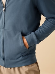 Blue Lightweight Zip-Up 100% Cotton Hoodie - Image 6 of 8