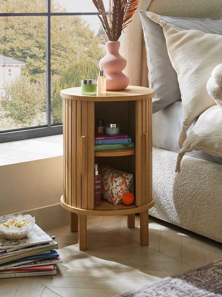 Natural Conway Oak Effect 1 Drawer Bedside Table - Image 2 of 7